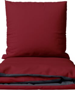 Leonado Vicenti Baumwoll Bettwäsche 200x220 cm Bordeaux Grau Einfarbig Set für Schlafzimmer Wendebettwäsche Bezug mit Re