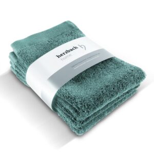 Herzbach Home Gäste-Handtücher - Hochwertig, weich & saugfähig - 100% Baumwolle - OzeanGrün - Premium-Quality 3er Set 30
