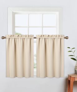 LinTimes Verdunkelungsvorhänge für das Badezimmer und Cafeteriazimmer, moderne halbe Fenstervorhänge für kleine Fenster,