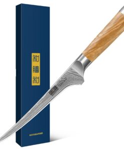 HOSHANHO Damastmesser für Küchenmesser, Profi-Biegsamkeit 67 Schichten Damaststahl, Ergonomischer Griff - 18cm Filetierm