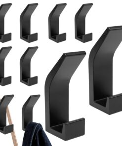 10 Stück Schwarz Handtuchhaken Wand, moderne Kleiderhaken Wand, Nagelfreier Klebstoff für Garderobe und Jacken 10 Stück