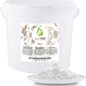 GreatVita Zitronensäure Monohydrat Granulat 5kg | Lebensmittelqualität, reine Citronensäure E330 | gentechnikfrei, ideal