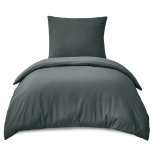 RUIKASI Oeko-TEX Bettwäsche-Sets 155x220cm - Weich und Bügelfrei 2teilig Grau - Anthrazit