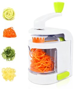 Spiralschneider Gemüse 4 in 1 mit Auffangbehälter BPA-frei Zucchini Spaghetti Maker