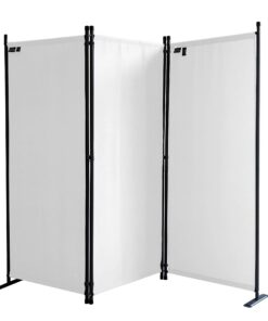 QUICK STAR Weiß Faltbar 3 Teiliger Stoff Paravent 170 x 165 cm Balkon Sichtschutz | QUICK STAR Weiß Faltbar Raumteiler