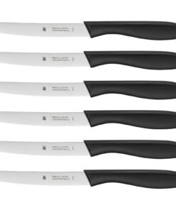 WMF Classic Line Frühstücksmesser Set 6-teilig, Brötchenmesser Wellenschliff, Kunststoffgriff, schwarz