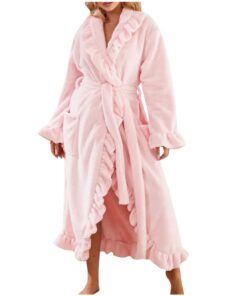 Flodxo Bademantel für Damen, flauschig Flanell, warm und weich, elegant und lässig, Hausmantel mit Gürteltasche | Flodx