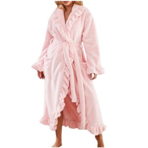 Flodxo Bademantel für Damen, flauschig Flanell, warm und weich, elegant und lässig, Hausmantel mit Gürteltasche | Flodx