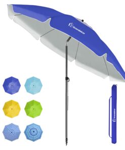 Grandekor Winddichter Sonnenschirm Rund Ø180cm für Terrasse & Balkon & Garten UV50+