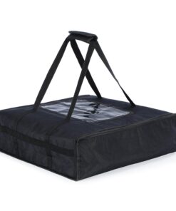 Pizzatasche Schwarz, Isoliert Cooler Bag für warme und kalte Speisen, Uber Eats Pizza Liefertasche 52x52x15cm Faltbar Th