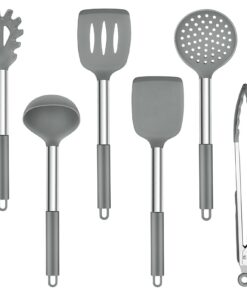TEAMFAR Küchenhelfer Set für Köche mit Edelstahlgriff leicht abzuräumen & Spülmaschinenfest, 6 Silikonstücke, Hitzebestä