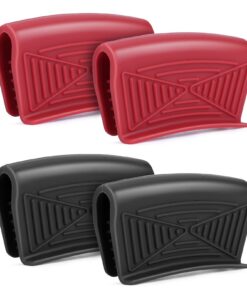 Prasacco silikongriffe für Topfhalter rutschfest hitzebeständig Küche Kochen Backen (Schwarz, Rot) Prasacco topfgriff