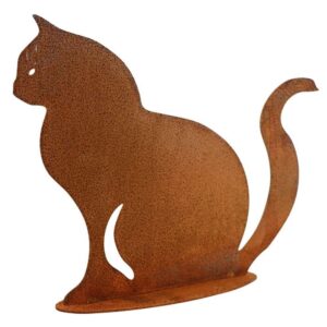 Rostikal Garten Deko Katze 25x32 cm – Handgefertigte Langlebige Metallfigur Vintage Rost - Ideal für Eingangsbereich & G