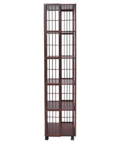 Dokiiovo 6-stufiges Bücherregal, 360° Drehbar, Büro, Wohnzimmer, Schlafzimmer, Dunkelbraun