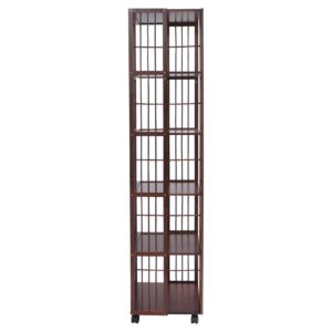 Dokiiovo 6-stufiges Bücherregal, 360° Drehbar, Büro, Wohnzimmer, Schlafzimmer, Dunkelbraun