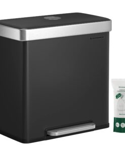 SONGMICS Küchenmüleimer 2x30 Liter Schwarz mit Mülltrennsystem und Softclose LTB202B01