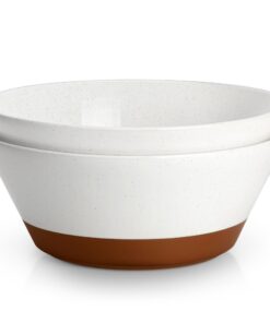 Groß formatige Malacasa Servierschalen für Partys und Buffets, weiß und braun, großzügige Kapazität für Suppe, Pho und
