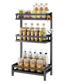 Mointal Stehend Küche Gewürzregal Schwarz - 3-Stufige Arbeitsplatte, Kondiment Lagerung,Ideal für Gastgeber | Mointal S