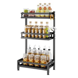 Mointal Stehend Küche Gewürzregal Schwarz - 3-Stufige Arbeitsplatte, Kondiment Lagerung,Ideal für Gastgeber | Mointal S
