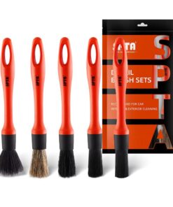 SPTA Auto-Detailbürsten-Set Reinigen von Rädern, Motor und InnenraumPremium-Naturhaar-Mischfaser-Kunststoffgriff5 Versch