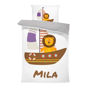 Pictogogo Personalisierte Baby Bettwäsche Mit Namen 135x200cm, Baumwolluntergrund, Kinderbett Komplettset Mit Reißversch