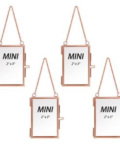 SUMTree Rosagolden Mini-Rechteck-Fotorahmen - geometrische Ornament, gepresste Blumen und Foto-Probe für Innen-dekorati