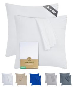 Kissenbezug 60x60 (Set mit 2) - 100% Baumwolle Jersey 160 g/m², Oeko-Tex Zertifiziert -[atlas]weiß[atlas]