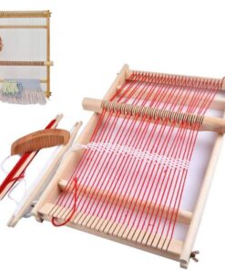 BangShou Holz Webrahmen Set für Kinder und Erwachsene Schule Holzrahmen mit Fäden, Kamm, Schiffchen und Wollfaden (40 x