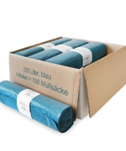 Hypafol LDPE-Regenerat Müllsäcke 120L – Blau, Reißfest, Recyclingmaterial – Für Haus und Garten, Vielseitig einsetzbar –
