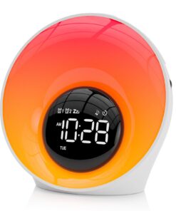 Sonnenaufgang Tageslichtwecker Schlafzimmer Geschenke | Dimmbar Wake Up Light 16 Helligkeit 30 Klänge | Doppelalarm Sch
