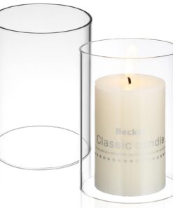 OUNONA Glas Zylindrische Kerzenhalter 2 Stück Transparente Dekorative Tischkerzenhalter für Zuhause und Esszimmer 7 X 10