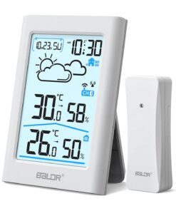 BALDR Wetterstation Funk mit Außensensor - Digital Thermometer Hygrometer Innen Außen Wettervorhersage