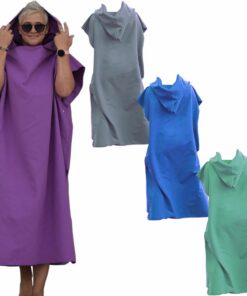 Hekers Surfponcho aus Mikrofaser – Strand Umziehhilfe Damen Herren (Lila)