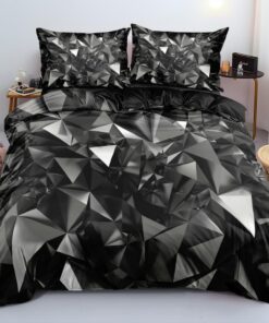 Luowei 3D Bettwäsche 135x200cm Schwarz-Grau Weich Mikrofaser Reißverschluss Set