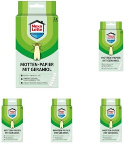 Nexa Lotte Motten-Papier mit Geraniol - 1 Streifen für 2 Monaten - Langzeitschutz gegen Kleidermotten - Blütenduft (5 St