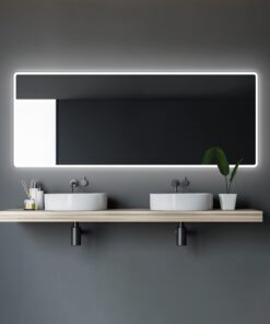 Talos Moon LED Badspiegel - feuchtwassergeeignet - Badezimmer - Licht-Farbe Neutralweiß, Chrom - 180x70 cm - Beleuchtung
