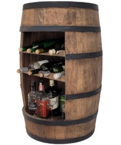 Weeco Fass Bar mit Weinflaschenhaltern - Flaschenständer für Hausbar - Geschenk für Weinliebhaber - Vintage Weinständer