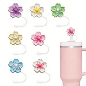 Cosmeria 7 Stück Blumen Strohhalm Abdeckung für Stanley Cup, Staubdicht und Spritzwassergeschützt für Zähler und Kinderg