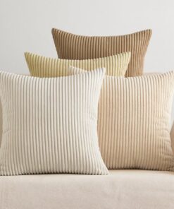 EMEMA Weiche Cord Kissenbezug 40x40 cm 4er Set für Sofa undbettbezüge Wohnzimmer Schlafzimmer Beige