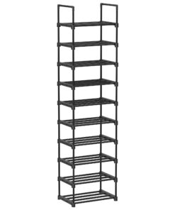 SONGMICS Schuhregal mit 10 Ebenen, schmal, für Ankleidezimmer und Flur, Platzsparen, LSA25BK