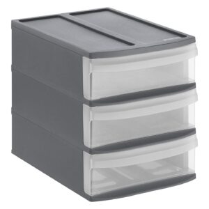 Rotho Systemix Schubladenbox mit 3 Schüben für Küche und Büro, BPA-frei aus PP, für ordentliche Küche und Arbeitsfläche,