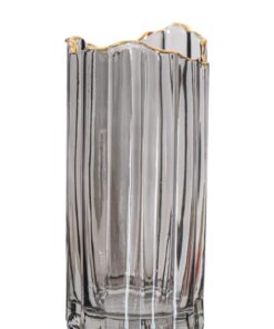 Große Graue Glas Zylinder Vasen 12x12x30cm Tischdeko Mittelstück für Blumen