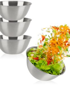 com-four® Edelstahlschüssel - Backen, Servieren & Snacken - Stapelbar - 1300 ml - 3 Stück (Ø 19cm) com-four® Edelstahl