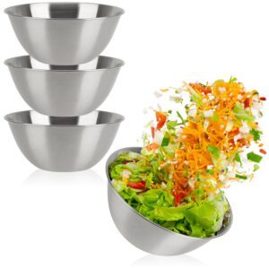 com-four® Edelstahlschüssel - Backen, Servieren & Snacken - Stapelbar - 1300 ml - 3 Stück (Ø 19cm) com-four® Edelstahl