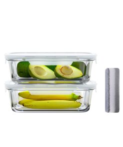 Meal Prep Boxen für Speisenfreezer - 2 x 1040ml Glaschüsseln mit BPA-Freiem, verstärktem Deckel, wiederbringbar - Frisch