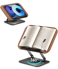 Viozon Leseständer Holz, hoch- und winkelverstellbar, 360° drehbar, faltbar & tragbar, perfekt für Büro & Küche