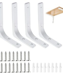4 Stück 90 Grad Regalträger, Multifunktionale Metallwinkel für Bücherregal und Wohnzimmer | Weiß Regalhalterung mit Sch
