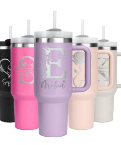 WALLFID 40oz Thermobecher personalisiert – Edelstahl Becher mit Initiale, kompatibel mit Stanley Cup, perfekt für Outdoo