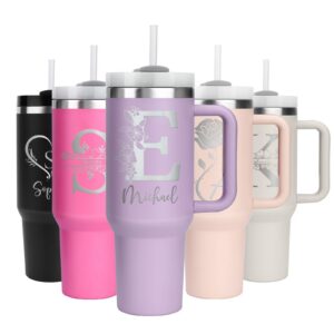 WALLFID 40oz Thermobecher personalisiert – Edelstahl Becher mit Initiale, kompatibel mit Stanley Cup, perfekt für Outdoo