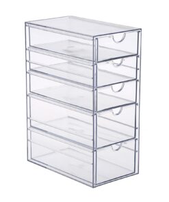 SUMTree Transparente Acryl-Aufbewahrungsbox mit 5 Schubladen für Frisierzubehör, Organisierer für Badezimmer und Schrank